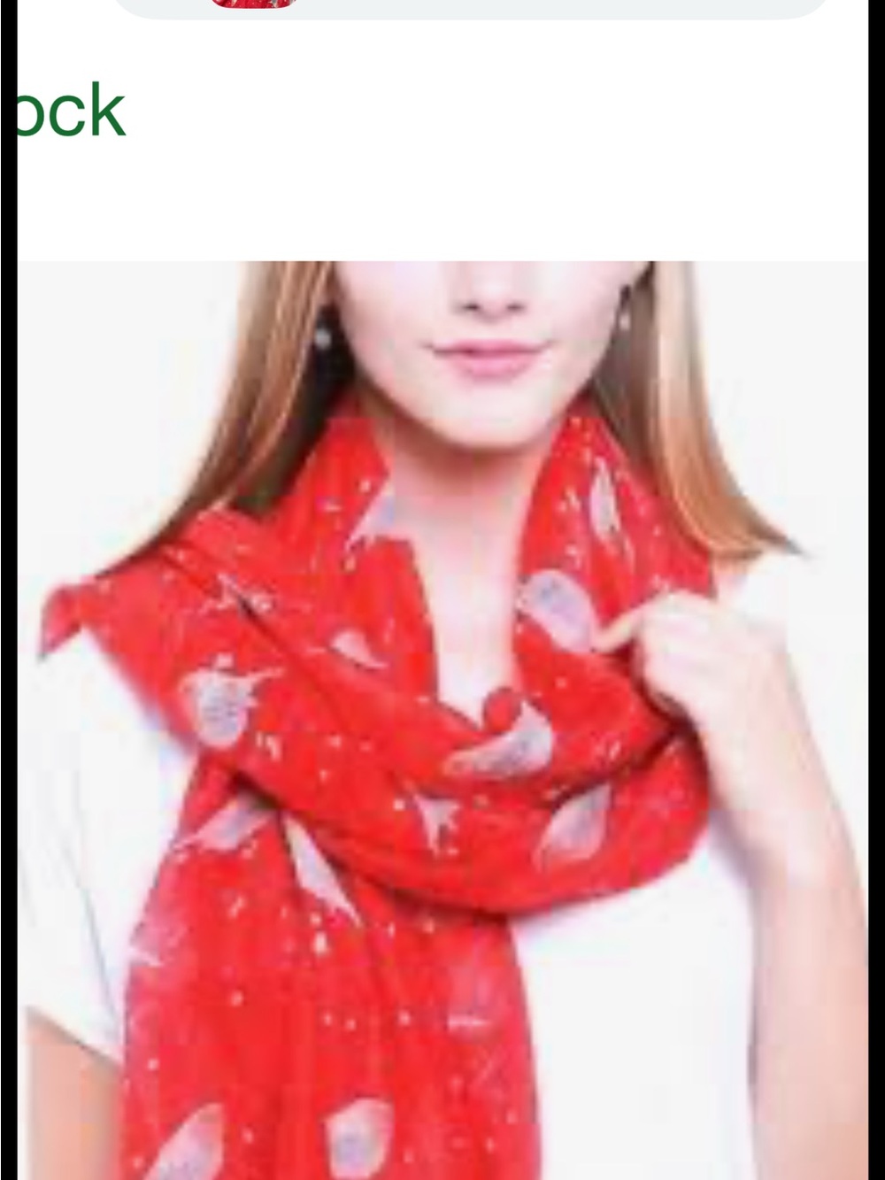 Red Women's Long Scarf with Bird Print - Ladies Fashion Accessory 70 x 31 inches